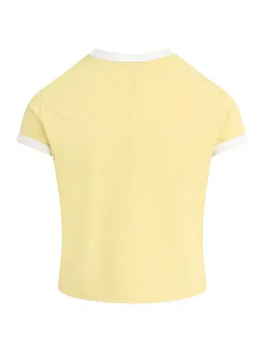 Favorite Daughter Women's Chest Logo Cropped Ringer T-Shirt - Golden Off White | Thumbnail 3 Favorite Daughter Women's Chest Logo Cropped Ringer T-Shirt - Golden Off White | Thumbnail 3