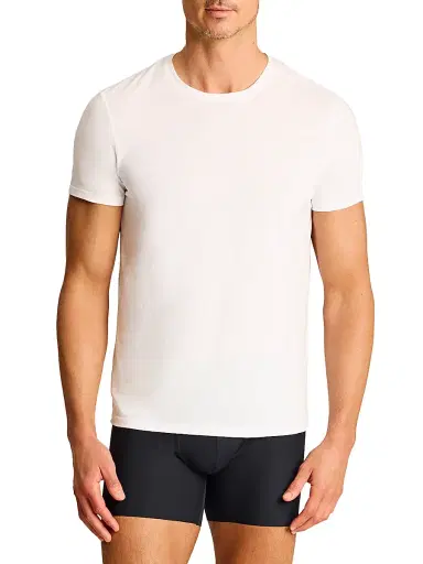 Commando Men's Premier Stretch-Cotton Crewneck Undershirt - White | Thumbnail 2 Commando Men's Premier Stretch-Cotton Crewneck Undershirt - White | Thumbnail 2