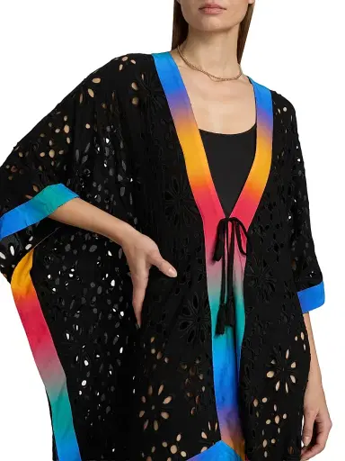 Johnny Was Women's Campsis Eyelet Short Kimono Dress - Campsis | Thumbnail 5 Johnny Was Women's Campsis Eyelet Short Kimono Dress - Campsis | Thumbnail 5