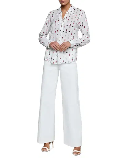 L'Agence Women's Holly Lipstick-Print Blouse - Multi Lipstick | Thumbnail 2 L'Agence Women's Holly Lipstick-Print Blouse - Multi Lipstick | Thumbnail 2