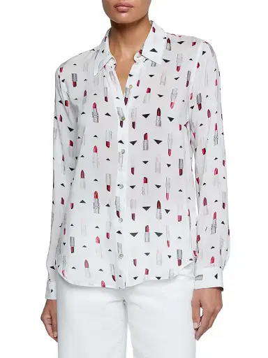 L'Agence Women's Holly Lipstick-Print Blouse - Multi Lipstick | Thumbnail 3 L'Agence Women's Holly Lipstick-Print Blouse - Multi Lipstick | Thumbnail 3