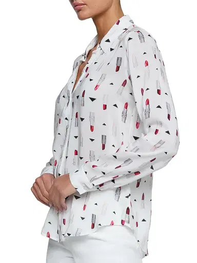 L'Agence Women's Holly Lipstick-Print Blouse - Multi Lipstick | Thumbnail 4 L'Agence Women's Holly Lipstick-Print Blouse - Multi Lipstick | Thumbnail 4