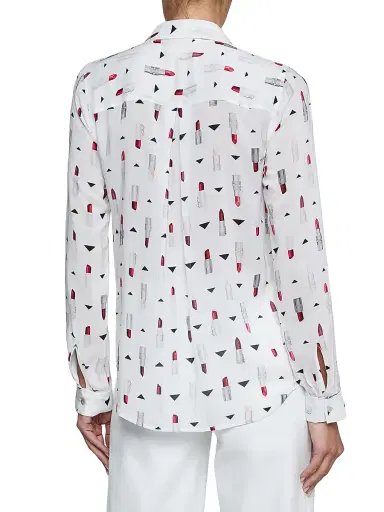L'Agence Women's Holly Lipstick-Print Blouse - Multi Lipstick | Thumbnail 5 L'Agence Women's Holly Lipstick-Print Blouse - Multi Lipstick | Thumbnail 5