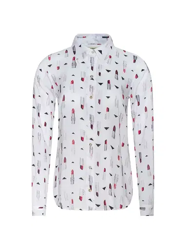 L'Agence Women's Holly Lipstick-Print Blouse - Multi Lipstick | Thumbnail 1 L'Agence Women's Holly Lipstick-Print Blouse - Multi Lipstick | Thumbnail 1