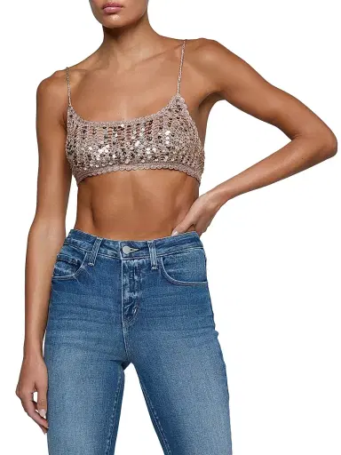 L'Agence Women's Taline Sequined Crochet Bralette | Thumbnail 3 L'Agence Women's Taline Sequined Crochet Bralette | Thumbnail 3