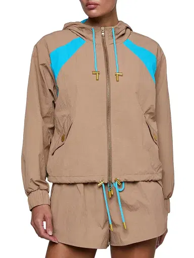 L'Agence Women's Lark Colorblocked Windbreaker - Hazelnut Capri Blue - Size XL | Thumbnail 3 L'Agence Women's Lark Colorblocked Windbreaker - Hazelnut Capri Blue - Size XL | Thumbnail 3