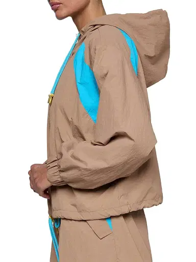 L'Agence Women's Lark Colorblocked Windbreaker - Hazelnut Capri Blue - Size XL | Thumbnail 4 L'Agence Women's Lark Colorblocked Windbreaker - Hazelnut Capri Blue - Size XL | Thumbnail 4