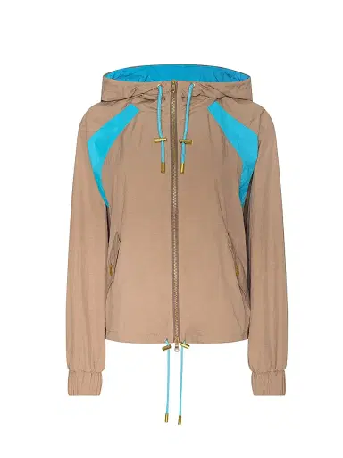 L'Agence Women's Lark Colorblocked Windbreaker - Hazelnut Capri Blue - Size XL | Thumbnail 1 L'Agence Women's Lark Colorblocked Windbreaker - Hazelnut Capri Blue - Size XL | Thumbnail 1