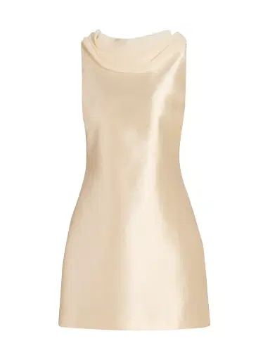 Reformation Women's Ecru Metallic Cowl Minidress - Butter | Thumbnail 1 Reformation Women's Ecru Metallic Cowl Minidress - Butter | Thumbnail 1