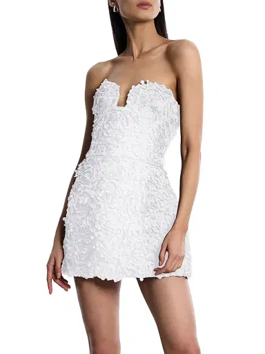 BCBGMAXAZRIA Women's Strapless 3D Floral Minidress - White | Thumbnail 3 BCBGMAXAZRIA Women's Strapless 3D Floral Minidress - White | Thumbnail 3