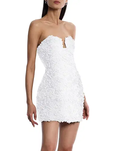 BCBGMAXAZRIA Women's Strapless 3D Floral Minidress - White | Thumbnail 4 BCBGMAXAZRIA Women's Strapless 3D Floral Minidress - White | Thumbnail 4