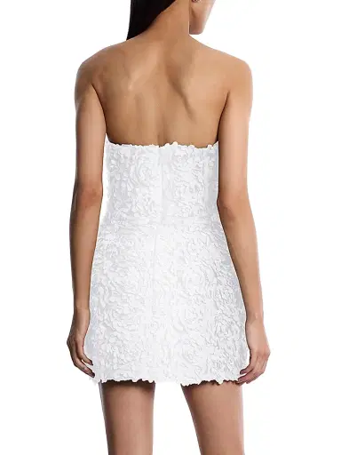 BCBGMAXAZRIA Women's Strapless 3D Floral Minidress - White | Thumbnail 5 BCBGMAXAZRIA Women's Strapless 3D Floral Minidress - White | Thumbnail 5