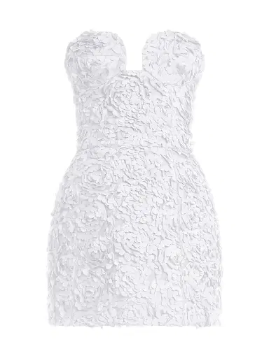BCBGMAXAZRIA Women's Strapless 3D Floral Minidress - White | Thumbnail 1 BCBGMAXAZRIA Women's Strapless 3D Floral Minidress - White | Thumbnail 1