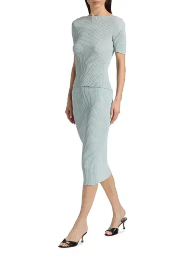 Leset Women's Blake Rib-Knit Pencil Midi-Skirt - Mirage | Thumbnail 2 Leset Women's Blake Rib-Knit Pencil Midi-Skirt - Mirage | Thumbnail 2