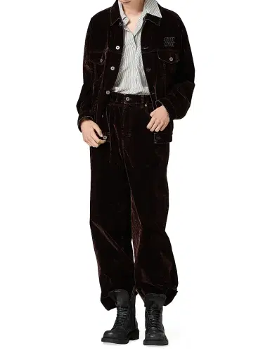 Miu Miu Women's Washed Flocked Chambray Pants - Brown | Thumbnail 6 Miu Miu Women's Washed Flocked Chambray Pants - Brown | Thumbnail 6