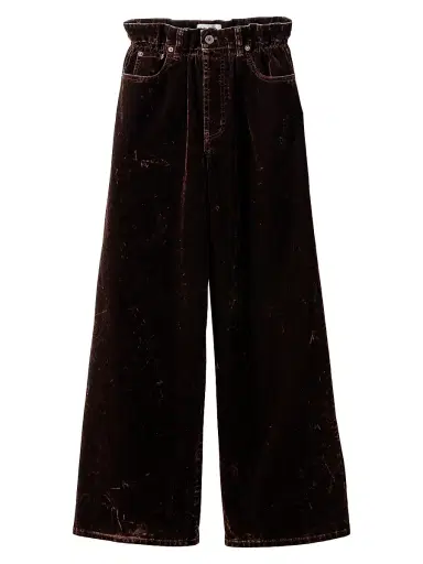 Miu Miu Women's Washed Flocked Chambray Pants - Brown | Thumbnail 1 Miu Miu Women's Washed Flocked Chambray Pants - Brown | Thumbnail 1