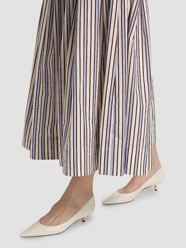 Lela Rose Women's Striped Poplin Cotton Midi-Skirt - Cream Multi | Thumbnail 6 Lela Rose Women's Striped Poplin Cotton Midi-Skirt - Cream Multi | Thumbnail 6