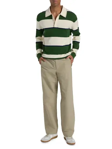 SIMKHAI Men's Louis Cotton-Cashmere Rugby Shirt - Serrano Rugby Stripe | Thumbnail 2 SIMKHAI Men's Louis Cotton-Cashmere Rugby Shirt - Serrano Rugby Stripe | Thumbnail 2