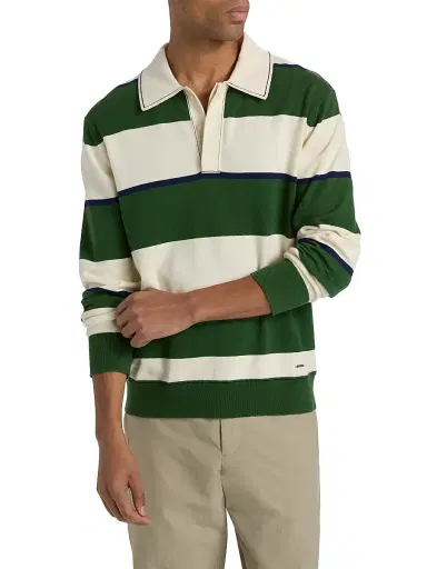 SIMKHAI Men's Louis Cotton-Cashmere Rugby Shirt - Serrano Rugby Stripe | Thumbnail 3 SIMKHAI Men's Louis Cotton-Cashmere Rugby Shirt - Serrano Rugby Stripe | Thumbnail 3