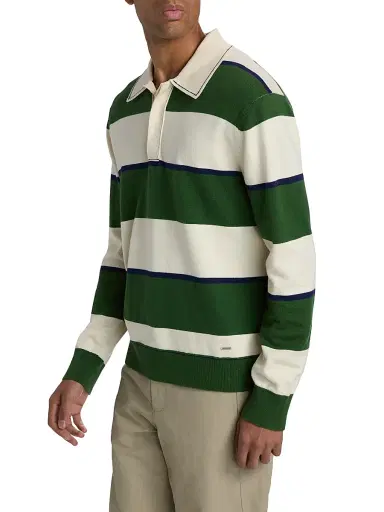 SIMKHAI Men's Louis Cotton-Cashmere Rugby Shirt - Serrano Rugby Stripe | Thumbnail 4 SIMKHAI Men's Louis Cotton-Cashmere Rugby Shirt - Serrano Rugby Stripe | Thumbnail 4