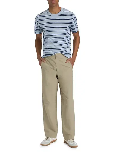 SIMKHAI Men's Duke Striped Silk-Cotton T-Shirt - Periwinkle Sky Bluebell Multi | Thumbnail 2 SIMKHAI Men's Duke Striped Silk-Cotton T-Shirt - Periwinkle Sky Bluebell Multi | Thumbnail 2