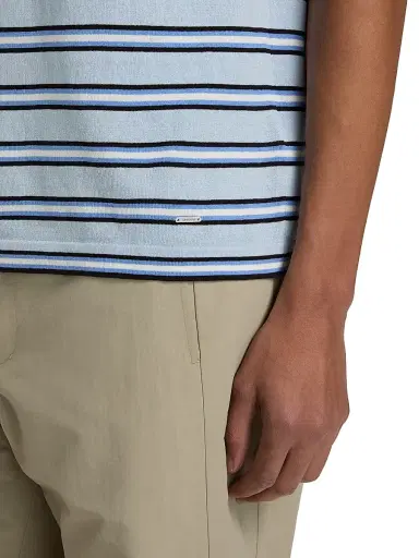 SIMKHAI Men's Duke Striped Silk-Cotton T-Shirt - Periwinkle Sky Bluebell Multi | Thumbnail 6 SIMKHAI Men's Duke Striped Silk-Cotton T-Shirt - Periwinkle Sky Bluebell Multi | Thumbnail 6
