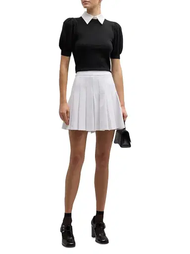 Alice + Olivia Women's Chase Puff-Sleeve Sweater - Black White | Thumbnail 2 Alice + Olivia Women's Chase Puff-Sleeve Sweater - Black White | Thumbnail 2