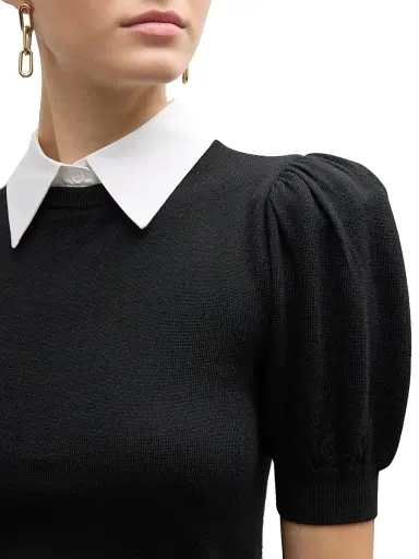 Alice + Olivia Women's Chase Puff-Sleeve Sweater - Black White | Thumbnail 5 Alice + Olivia Women's Chase Puff-Sleeve Sweater - Black White | Thumbnail 5