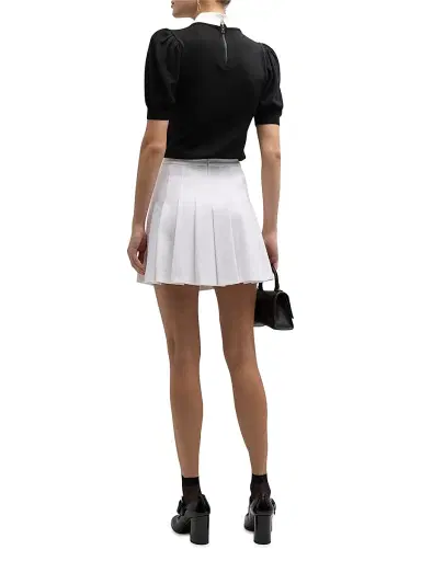 Alice + Olivia Women's Chase Puff-Sleeve Sweater - Black White | Thumbnail 6 Alice + Olivia Women's Chase Puff-Sleeve Sweater - Black White | Thumbnail 6