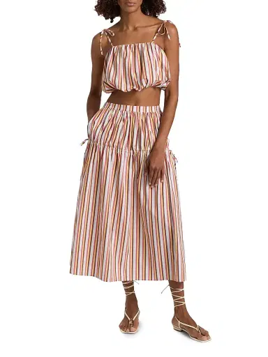 Solid & Striped Women's The Ivy Drop-Waist Stripe Midi-Skirt - Symi Stripe - Size Small | Thumbnail 2 Solid & Striped Women's The Ivy Drop-Waist Stripe Midi-Skirt - Symi Stripe - Size Small | Thumbnail 2