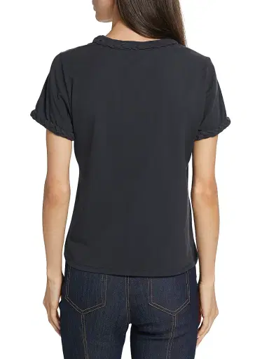Cinq à Sept Women's Braided Cotton Pullover Tee - Navy | Thumbnail 5 Cinq à Sept Women's Braided Cotton Pullover Tee - Navy | Thumbnail 5