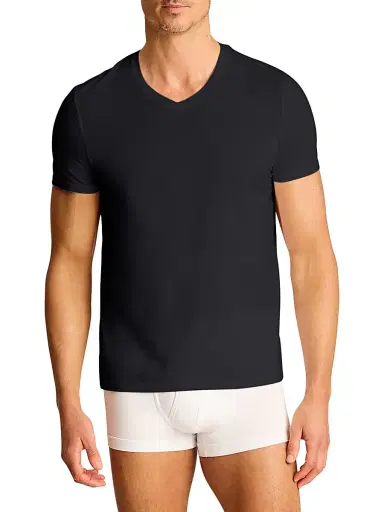 Commando Men's Premier Stretch-Cotton V-Neck Undershirt - Black | Thumbnail 2 Commando Men's Premier Stretch-Cotton V-Neck Undershirt - Black | Thumbnail 2