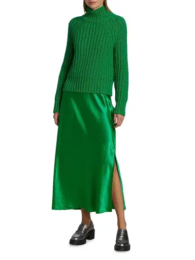 Vince Women's Split Satin Midi-Skirt | Thumbnail 2 Vince Women's Split Satin Midi-Skirt | Thumbnail 2