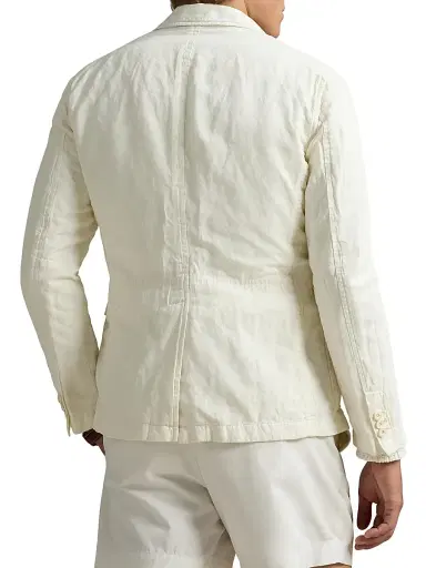 Polo Ralph Lauren Men's Tailored Slub Cotton-Linen Sportcoat - Deckwash White | Thumbnail 4 Polo Ralph Lauren Men's Tailored Slub Cotton-Linen Sportcoat - Deckwash White | Thumbnail 4