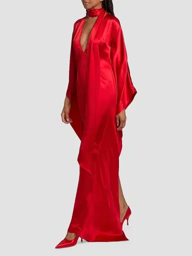 LaQuan Smith Women's Satin Caftan-Sleeve Gown - Red - Size XL | Thumbnail 2 LaQuan Smith Women's Satin Caftan-Sleeve Gown - Red - Size XL | Thumbnail 2
