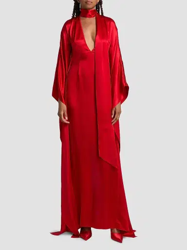LaQuan Smith Women's Satin Caftan-Sleeve Gown - Red - Size XL | Thumbnail 3 LaQuan Smith Women's Satin Caftan-Sleeve Gown - Red - Size XL | Thumbnail 3