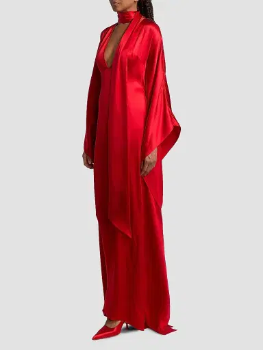 LaQuan Smith Women's Satin Caftan-Sleeve Gown - Red - Size XL | Thumbnail 4 LaQuan Smith Women's Satin Caftan-Sleeve Gown - Red - Size XL | Thumbnail 4