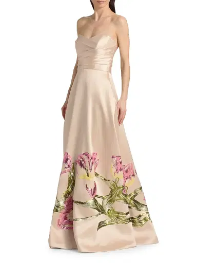 Amsale Women's Tulip-Sequined Strapless Gown - Champagne | Thumbnail 2 Amsale Women's Tulip-Sequined Strapless Gown - Champagne | Thumbnail 2