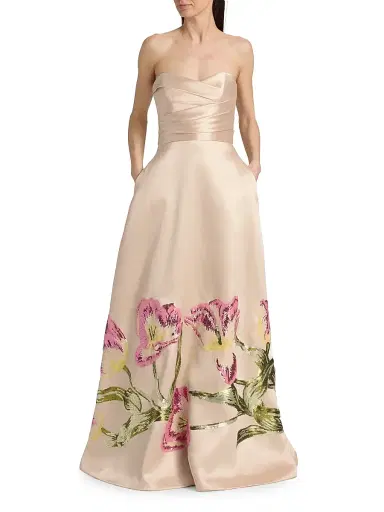 Amsale Women's Tulip-Sequined Strapless Gown - Champagne | Thumbnail 3 Amsale Women's Tulip-Sequined Strapless Gown - Champagne | Thumbnail 3