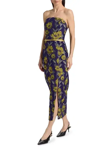 Amsale Women's Floral-Jacquard Strapless Maxi Dress - Amethyst Lime Multi | Thumbnail 2 Amsale Women's Floral-Jacquard Strapless Maxi Dress - Amethyst Lime Multi | Thumbnail 2