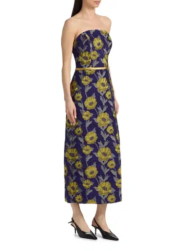 Amsale Women's Floral-Jacquard Strapless Maxi Dress - Amethyst Lime Multi | Thumbnail 4 Amsale Women's Floral-Jacquard Strapless Maxi Dress - Amethyst Lime Multi | Thumbnail 4
