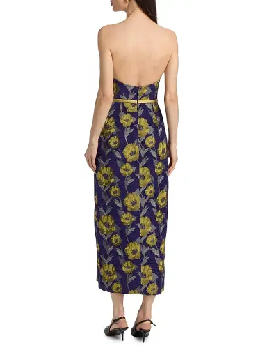 Amsale Women's Floral-Jacquard Strapless Maxi Dress - Amethyst Lime Multi | Thumbnail 5 Amsale Women's Floral-Jacquard Strapless Maxi Dress - Amethyst Lime Multi | Thumbnail 5