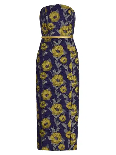 Amsale Women's Floral-Jacquard Strapless Maxi Dress - Amethyst Lime Multi | Thumbnail 1 Amsale Women's Floral-Jacquard Strapless Maxi Dress - Amethyst Lime Multi | Thumbnail 1