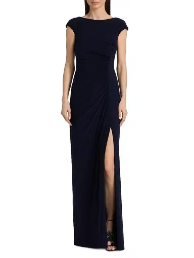 Amsale Women's Draped One-Sleeve Gown - Navy | Thumbnail 6 Amsale Women's Draped One-Sleeve Gown - Navy | Thumbnail 6