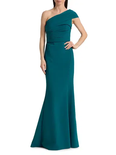 Amsale Women's Draped One-Shoulder Gown - Teal | Thumbnail 2 Amsale Women's Draped One-Shoulder Gown - Teal | Thumbnail 2