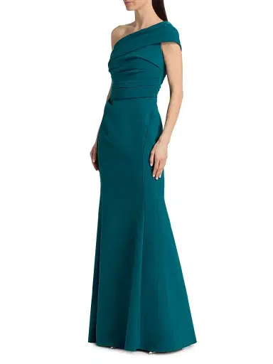 Amsale Women's Draped One-Shoulder Gown - Teal | Thumbnail 4 Amsale Women's Draped One-Shoulder Gown - Teal | Thumbnail 4