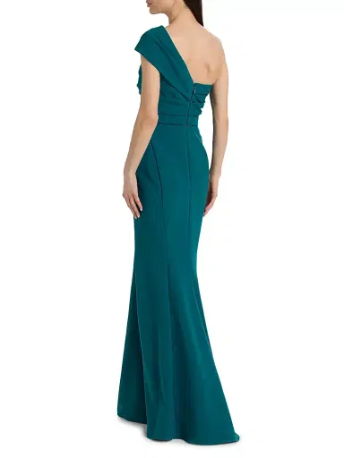 Amsale Women's Draped One-Shoulder Gown - Teal | Thumbnail 5 Amsale Women's Draped One-Shoulder Gown - Teal | Thumbnail 5