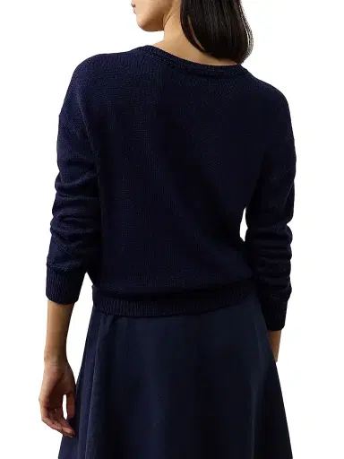 Ralph Lauren Collection Women's Silk V-Neck Sweater - Lux Navy | Thumbnail 4 Ralph Lauren Collection Women's Silk V-Neck Sweater - Lux Navy | Thumbnail 4