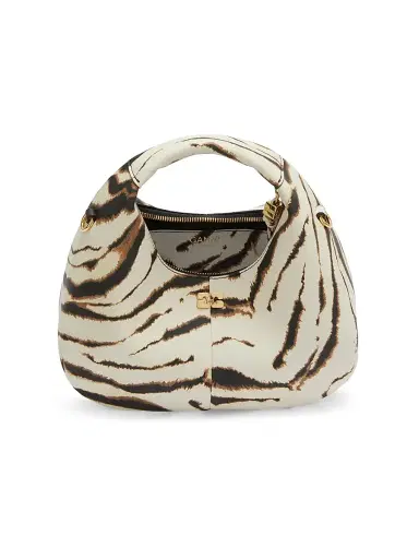 Ganni Women's Mini Zebra Hobo Bag - White | Thumbnail 3 Ganni Women's Mini Zebra Hobo Bag - White | Thumbnail 3