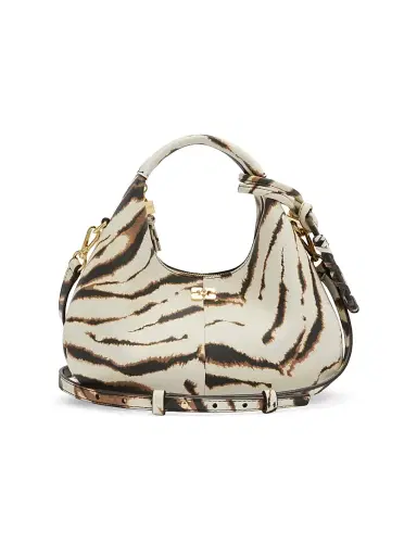 Ganni Women's Mini Zebra Hobo Bag - White | Thumbnail 1 Ganni Women's Mini Zebra Hobo Bag - White | Thumbnail 1